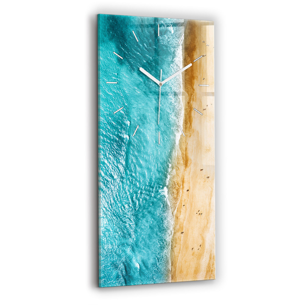 Horloge verticale en verre Personnes sur la plage