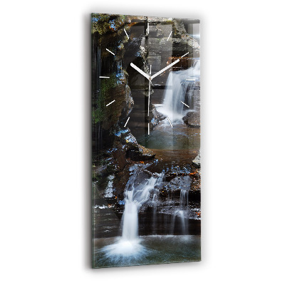 Horloge murale verticale Cascade et rochers d'Islande