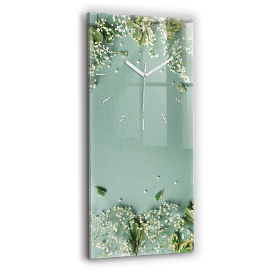Horloge murale en verre rectangulaire Fleurs délicates