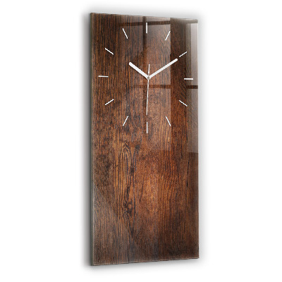 Horloge murale en verre rectangulaire Vieux bois