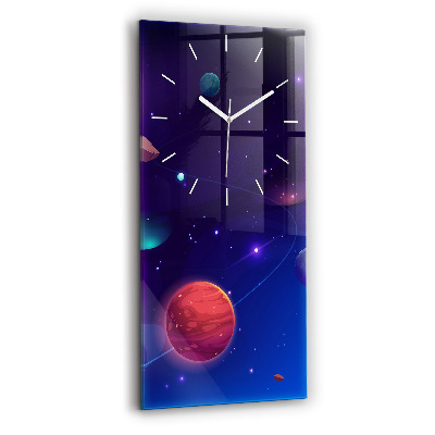 Horloge rectangulaire verticale Planètes galaxie