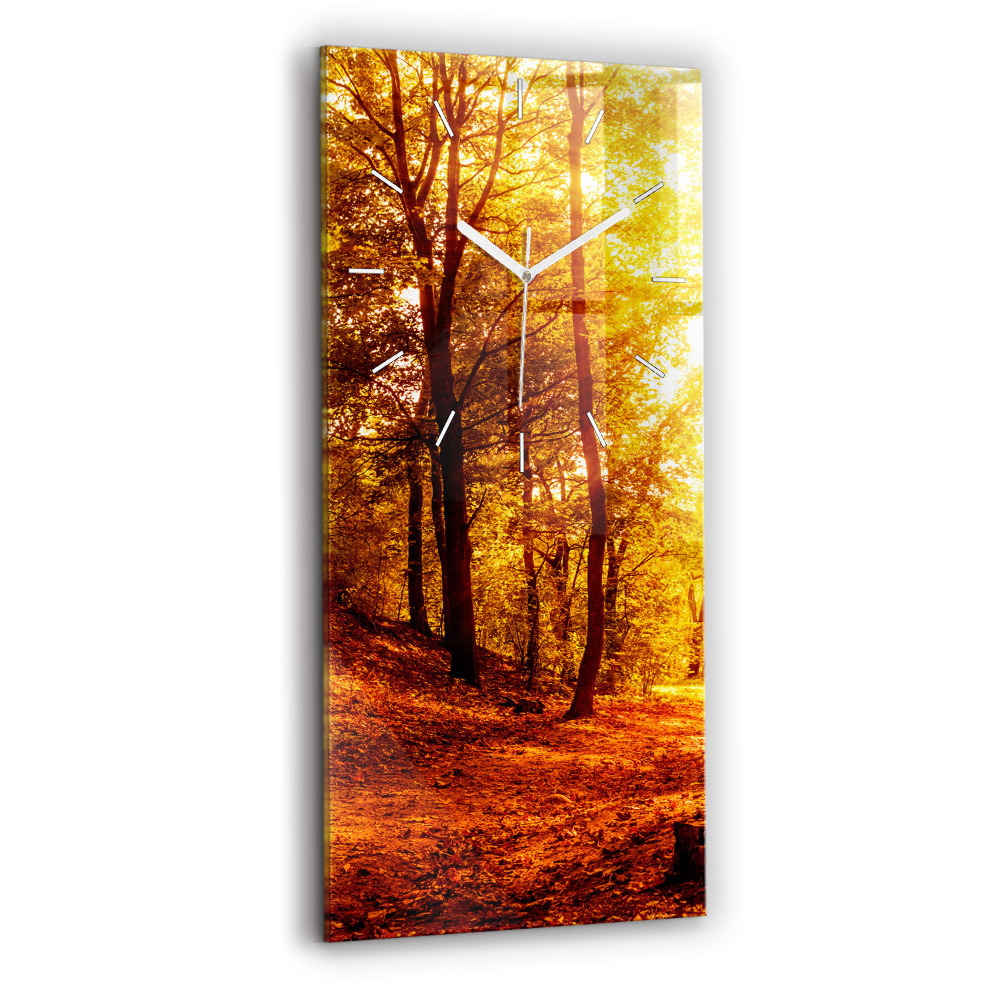 Horloge verticale en verre Paysage de forêt au soleil