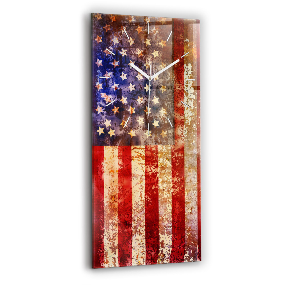 Horloge murale verticale Drapeau américain en style vintage