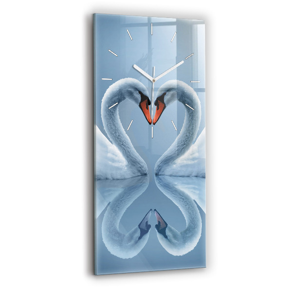 Horloge rectangulaire verticale Cygnes dans le coeur