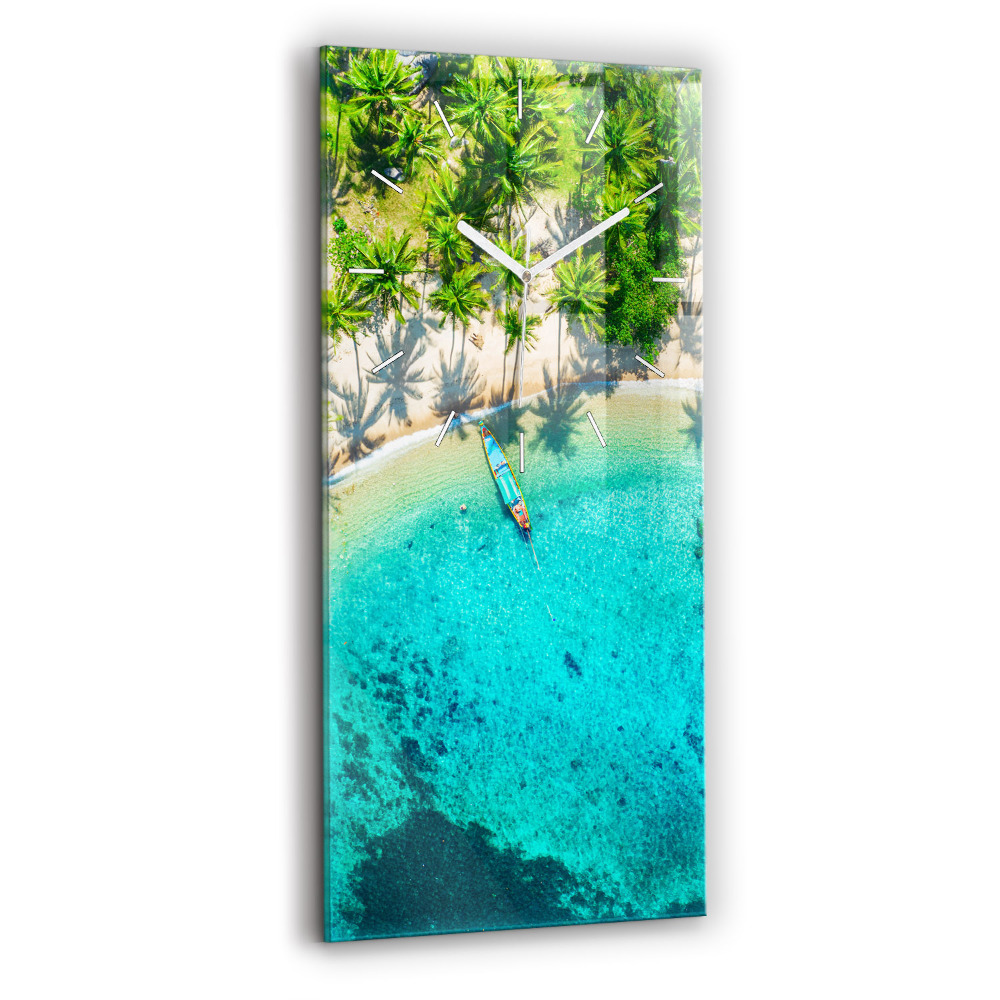 Horloge verticale en verre Plage tropicale de Koh Tao