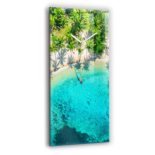 Horloge verticale en verre Plage tropicale de Koh Tao