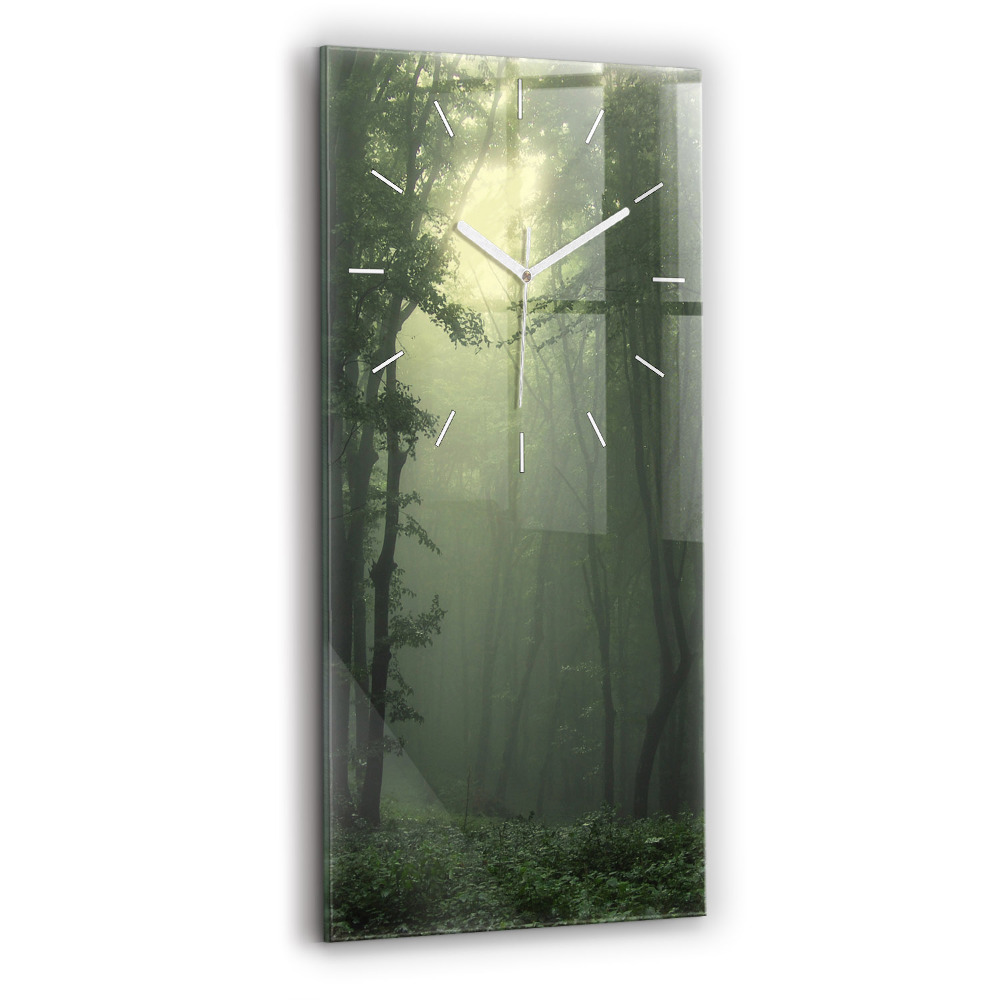 Horloge murale verticale Forêt brumeuse le matin