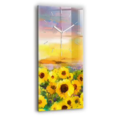 Horloge verticale en verre Champ de tournesols