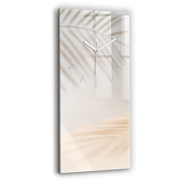 Horloge murale en verre rectangulaire Crème abstraite