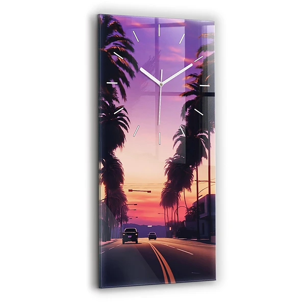 Horloge murale verticale Coucher de soleil à Los Angeles