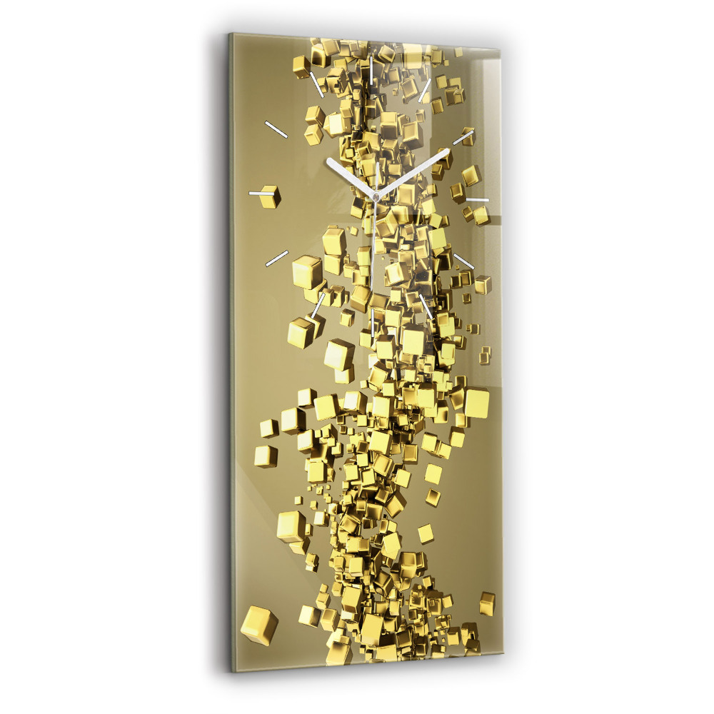 Horloge verticale en verre Carrés dorés