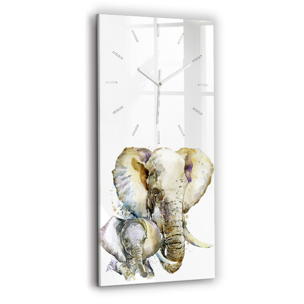 Horloge verticale en verre Animaux peints - éléphant