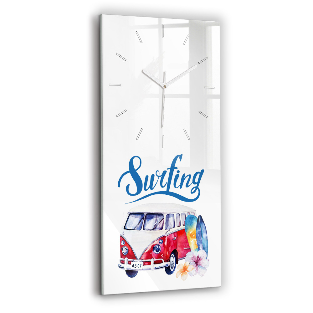 Horloge verticale en verre Voiture et enseigne Surf