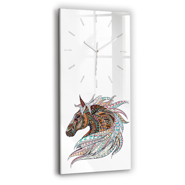 Horloge murale en verre rectangulaire Illustration d'un cheval