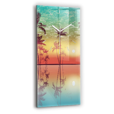 Horloge verticale en verre Palmiers tropicaux