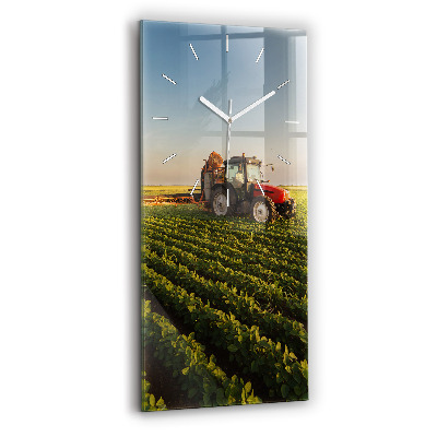 Horloge verticale en verre Tracteur dans un champ agricole