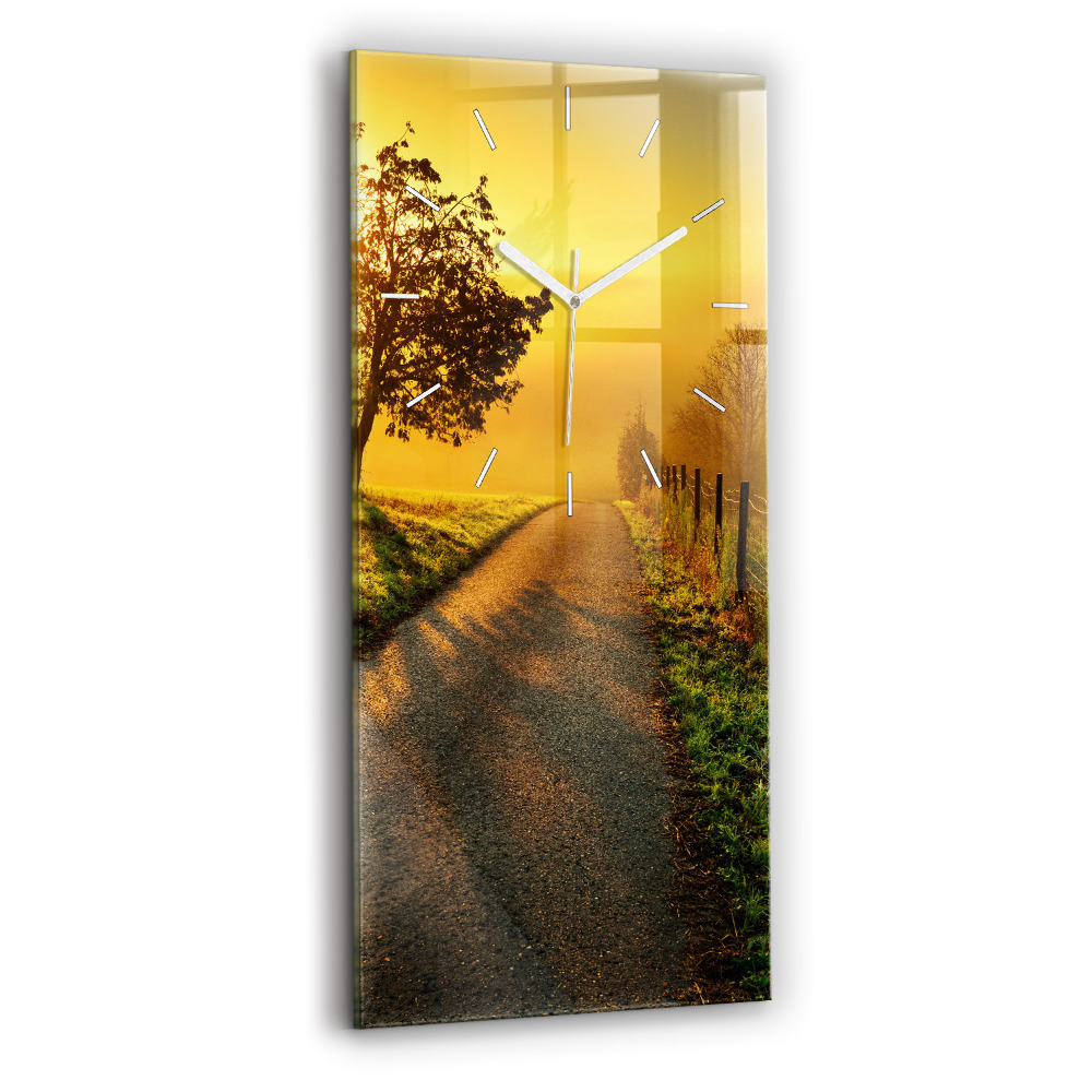 Horloge murale en verre rectangulaire Brume au lever du soleil