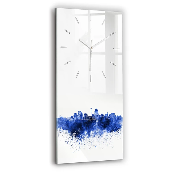 Horloge murale en verre rectangulaire Aquarelle de San Antonio