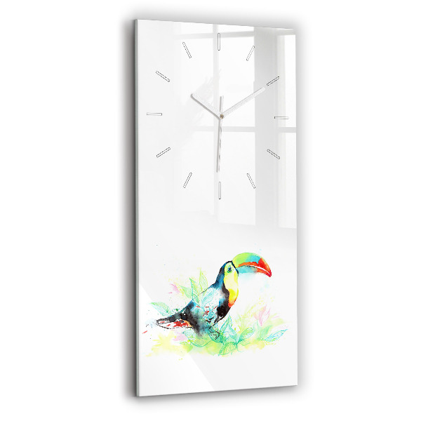 Horloge rectangulaire verticale Toucan dans l'herbe