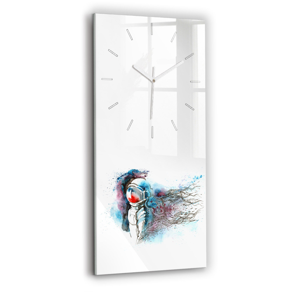 Horloge verticale en verre Astronaute abstrait