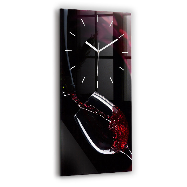 Horloge murale en verre rectangulaire Vin rouge