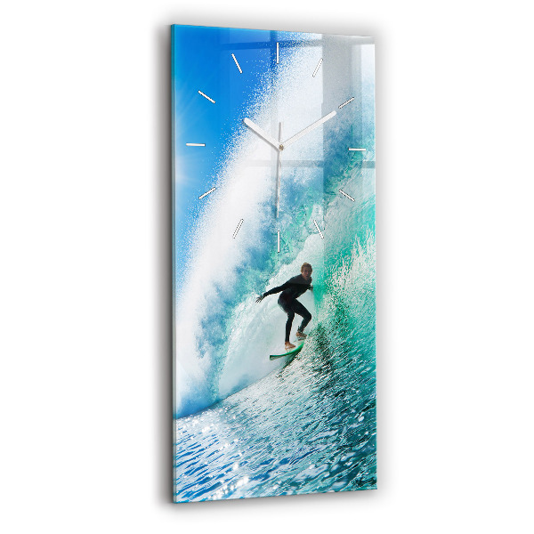 Horloge murale en verre rectangulaire Surf à Hawaï