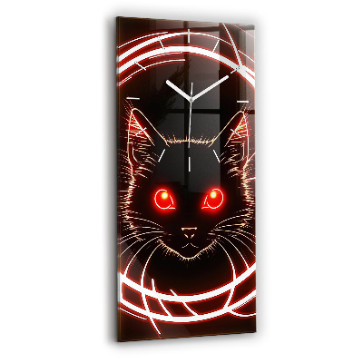 Horloge murale en verre rectangulaire Chat aux yeux rouges