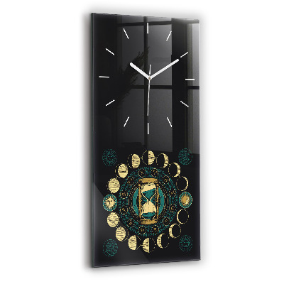 Horloge rectangulaire verticale Phases de la lune et sablier