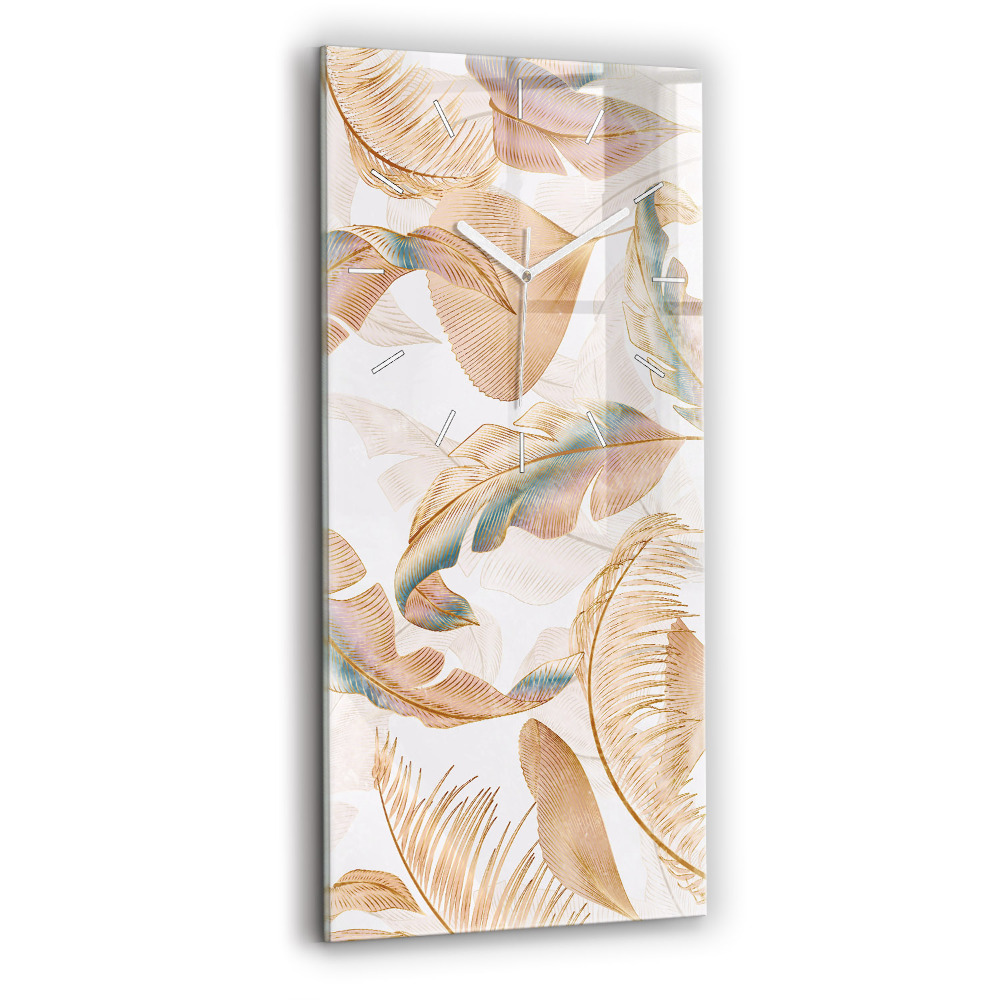 Horloge murale en verre rectangulaire Motif de feuilles de la nature