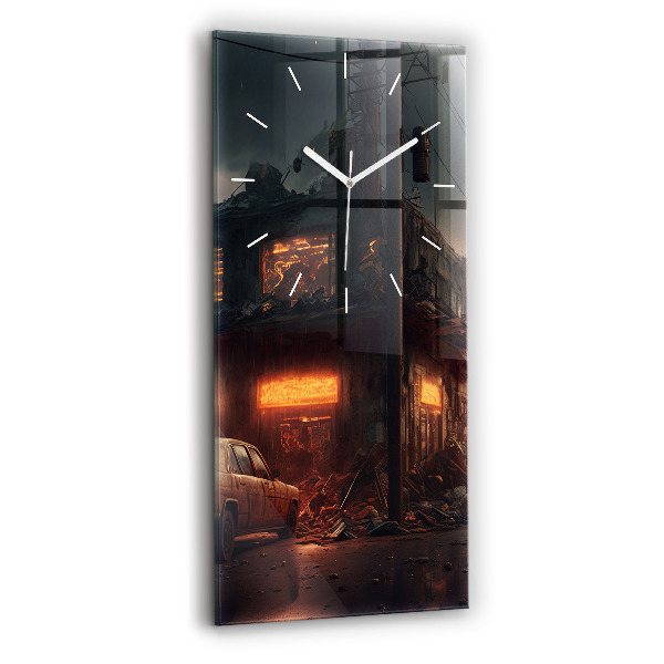 Horloge murale en verre rectangulaire Bâtiment apocalyptique