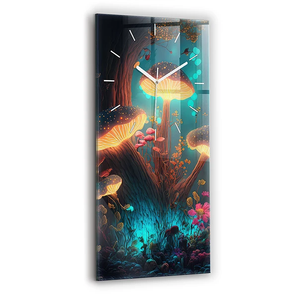Horloge murale verticale Forêt et champignons magiques