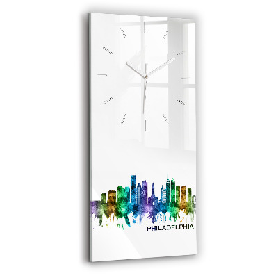Horloge murale en verre rectangulaire Philadelphie colorée