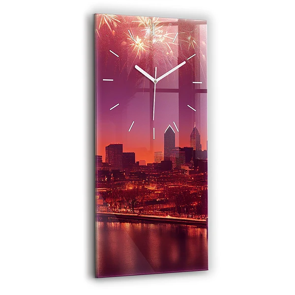 Horloge murale verticale Ville de Philadelphie la nuit