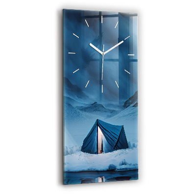 Horloge murale en verre rectangulaire Tente dans les montagnes d'Islande