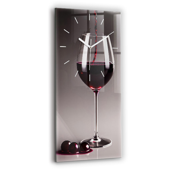 Horloge murale en verre rectangulaire Lampe de vin rouge