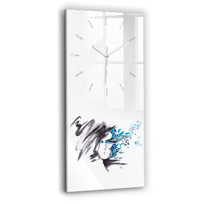 Horloge murale en verre rectangulaire Visage de femme abstrait