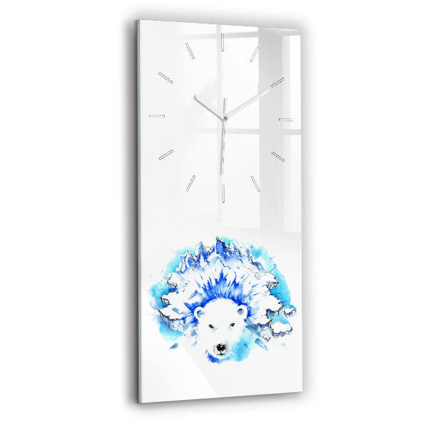 Horloge verticale en verre Ours sur fond de glace