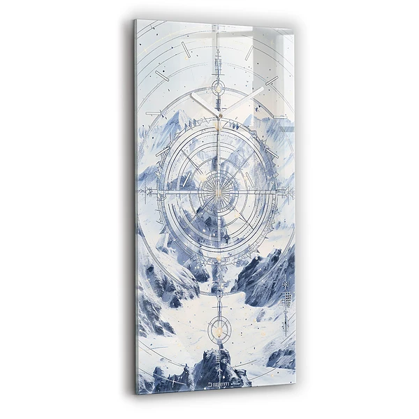 Horloge verticale en verre Dessins bleus