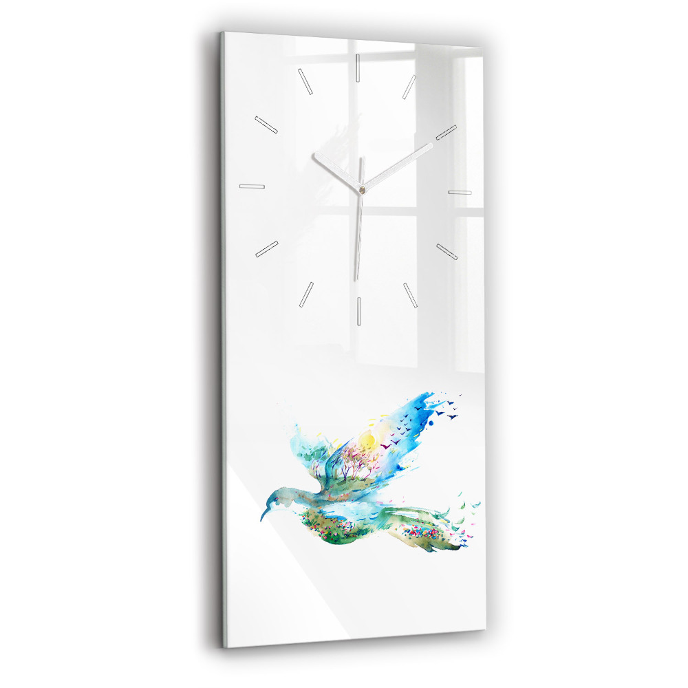Horloge murale verticale Abstraction d'un oiseau et d'un printemps