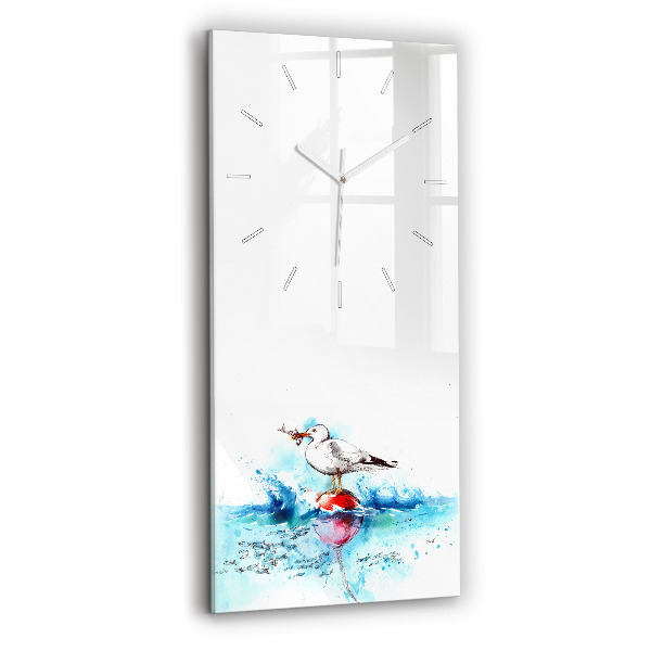 Horloge murale en verre rectangulaire Mouette peinte