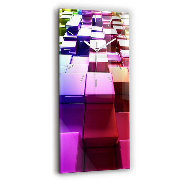 Horloge murale verticale Cubes colorés