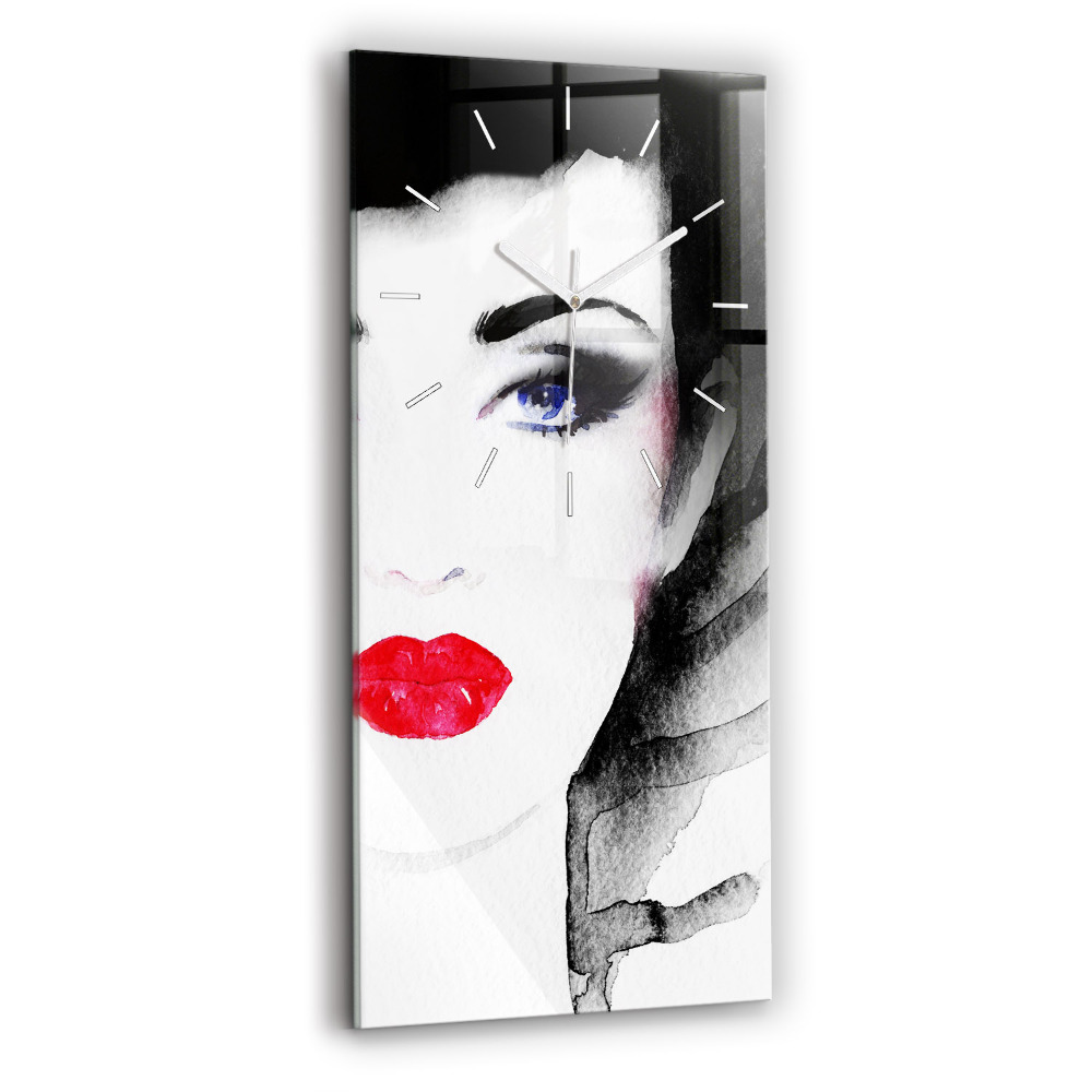 Horloge verticale en verre Portrait d'une femme