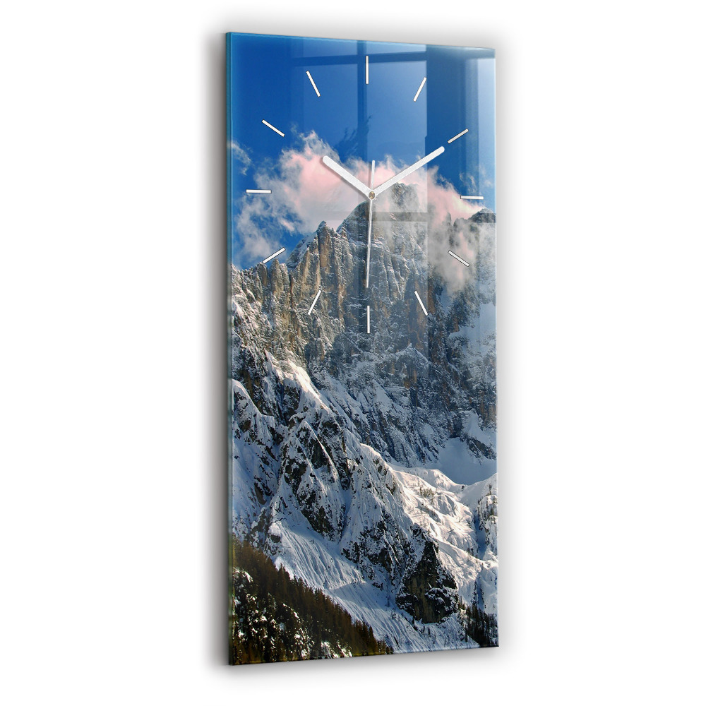 Horloge verticale en verre Montagnes sous un ciel bleu