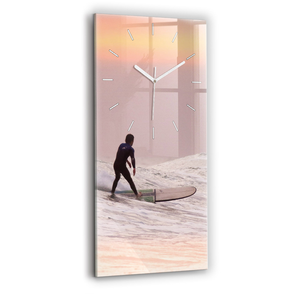 Horloge murale en verre rectangulaire Surfeur à Hawaï