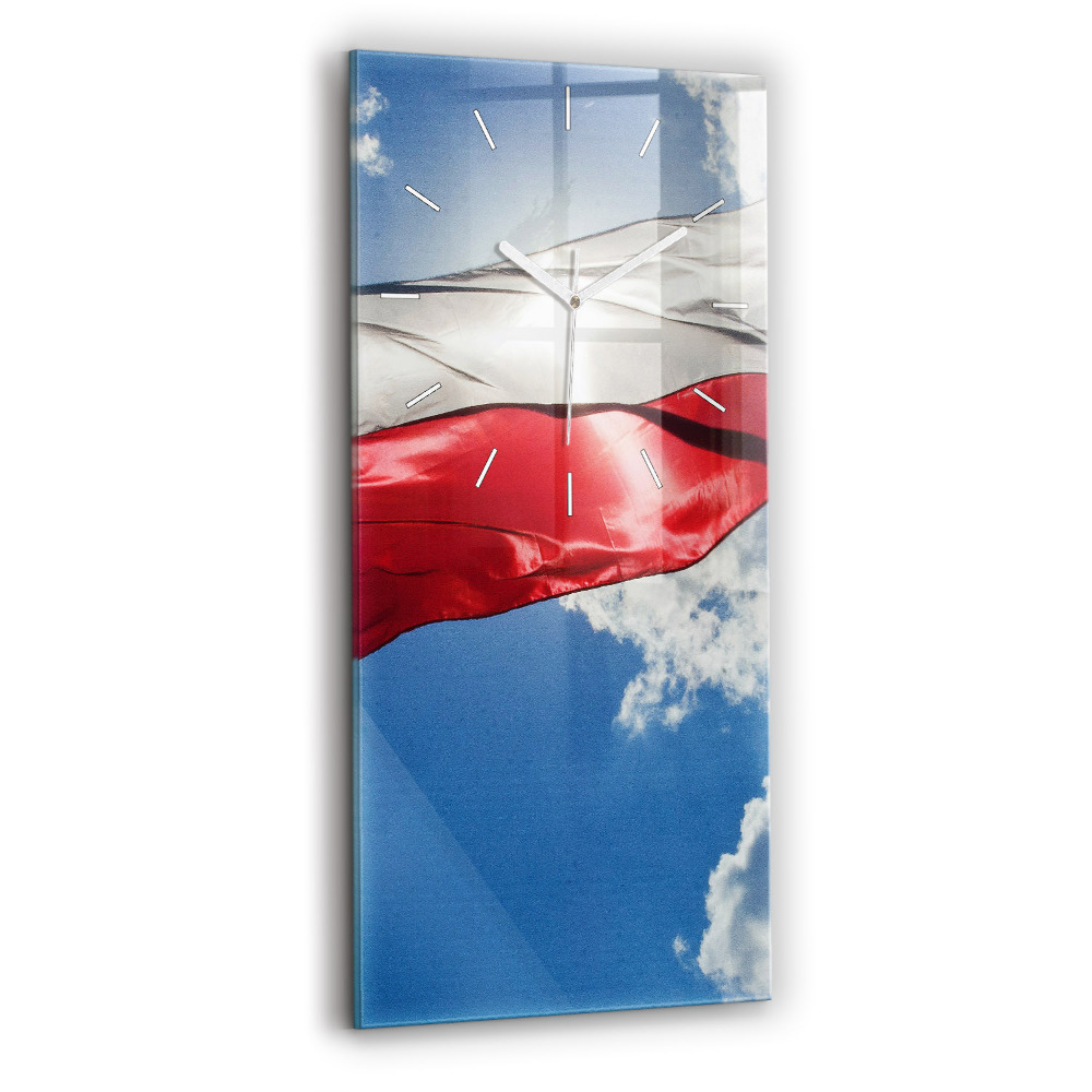 Horloge murale verticale Drapeau polonais sur fond de ciel