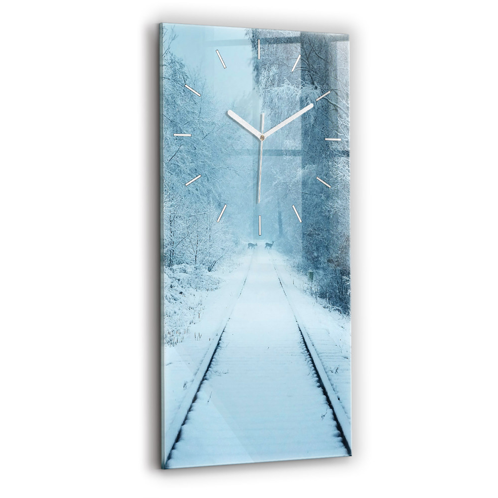 Horloge murale verticale Cerfs sur la voie ferrée