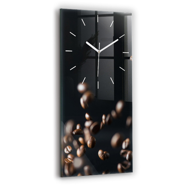 Horloge murale en verre rectangulaire Grains de café