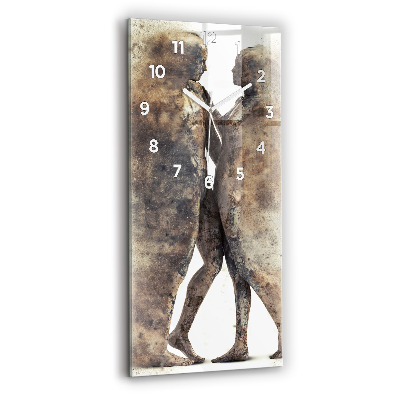 Horloge murale en verre rectangulaire Abstraction personnes sable