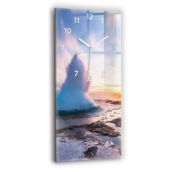Horloge murale en verre rectangulaire Geyser sur l'île d'Islande