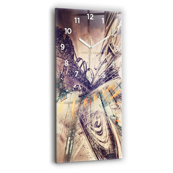 Horloge verticale en verre Mécanisme abstrait